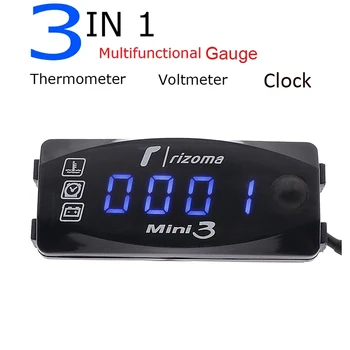 Многофункциональный цифровой датчик температуры воздуха для мотоцикла 3 В 1, 24-часовой индикатор напряжения и вольтметра