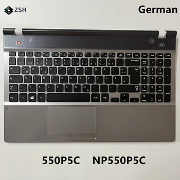 GE GR Новый ноутбук Немецкая клавиатура с тачпадом, подставка для рук Samsung NP550P5C, 550P5C, клавиатура для ноутбука C крышкой