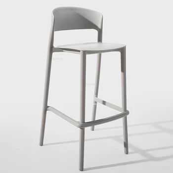 Высокий табурет Современные простые уличные барные стулья Дизайнерская барная мебель Домашний кухонный стул с пластиковой спинкой для отдыха Обеденный стул для кафе