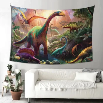 Животные Динозавры Гобелен с динозаврами, Висящий на стене, Ткань Хиппи, Гобелены, Коврики, одеяло, декор для общежития, Настенная ткань.