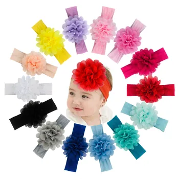 30шт для маленьких девочек, 4-дюймовая шифоновая повязка-тюрбан с цветочным узором, мягкая хлопковая повязка для волос для малышей, аксессуары для волос для новорожденных детей