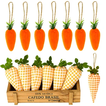 Пасхальная морковь в клеточку, украшающая Морковку Little Rabbit, Украшающая Желтую Морковь, Подвесные принадлежности для вечеринок