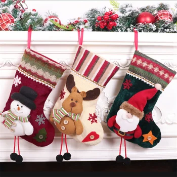Рождественские носки, сумка для конфет с изображением Лося Санта-Клауса, украшения для Рождественской елки, Подвесная подвеска 2024, Новогодний Рождественский орнамент, подарочная сумка