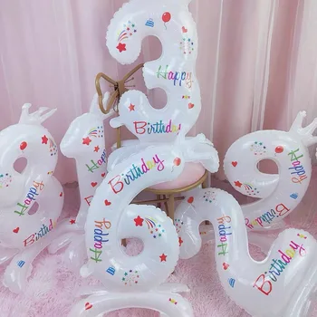32-дюймовые Стоячие воздушные шары с цифровой градиентной белой Короной Для детей, подарок для малыша, будет украшен воздушными шарами на свадьбу, День рождения