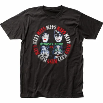 Футболка KISS Dynasty Tour, мужская лицензионная ретро-футболка рок-н-ролльной музыкальной группы, черная (1)