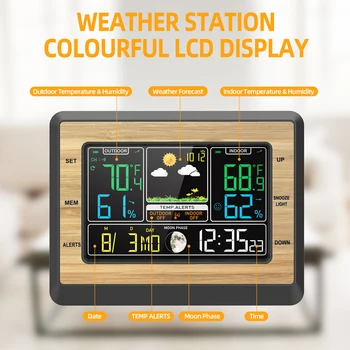 Беспроводная метеостанция с 6-дюймовым цветным экраном, цифровой измеритель температуры и влажности, станция прогноза погоды с наружным датчиком