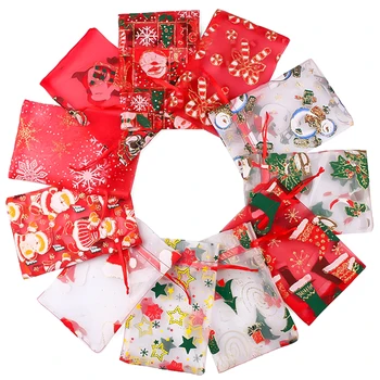 5шт Подарочный пакет на шнурке с Рождеством, Санта-Клаус, упаковка для конфет и печенья, Новогоднее украшение Navidad 2023
