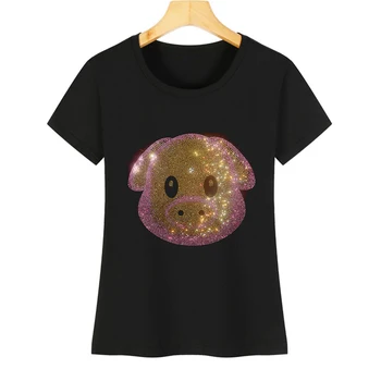 Женская футболка new fashion fan piggy crystal с принтом в виде нашивки с короткими рукавами, летние горячие топы, женская майка