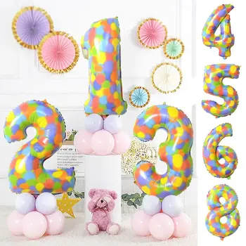 4 шт 32-дюймовых больших воздушных шара Digital Rainbow Children Подарок для ребенка будет украшен декоративными воздушными шарами на свадьбу, День рождения