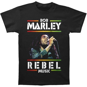 Мужская футболка Bob Marley Rebel Music черного цвета