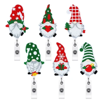 6 шт. Рождественские фетровые катушки для бейджей медсестры, выдвижные держатели для бейджей Gnome Рождественские катушки для бейджей Gnome Симпатичный бейдж с именем