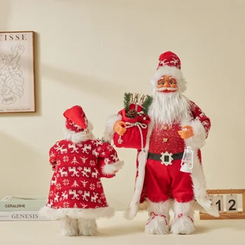 2023 Рождественское украшение дома Подарок для детей 45/30 см Рождественские Большие куклы Санта-Клауса Украшения Стоящая Фигурка Санта-Клауса Кукла