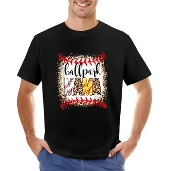 Ballpark Mama Ball С Днем матери, Леопардовая отбеленная футболка, летний топ, мужские винтажные футболки