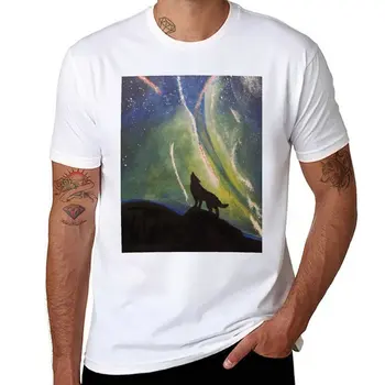 Новая футболка Wolf in the Aurora, спортивные футболки, футболки с графическим рисунком, мужские футболки с графическим рисунком.