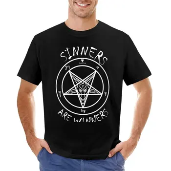 Футболка Sinners are Winners, кавайная одежда, милые топы, простые черные футболки для мужчин