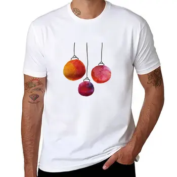 Красочные елочные шары, акварельная футболка, летние топы, пустые футболки, мужские однотонные футболки