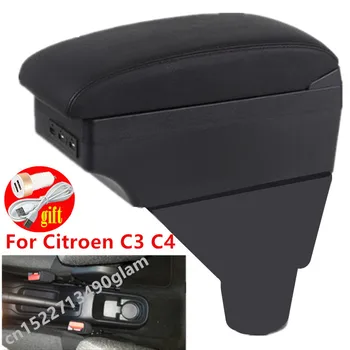 Для Citroen C3 C4 подлокотник коробка для Citroen C4 Cactus Центральный ящик для хранения дооснащение салона перезаряжаемые автомобильные аксессуары USB