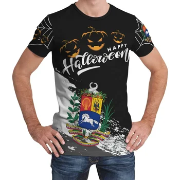 Мужская футболка с 3D принтом На Хэллоуин, Эксклюзивная футболка с Флагом Венесуэлы, Футболка большого размера, Летняя Футболка с коротким рукавом, Повседневная Мода