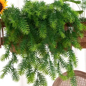 Искусственная ель, Привлекательное Подвесное растение из искусственного ротанга, Реалистичная Имитация декора комнаты, Зеленые Растения