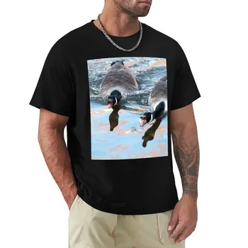 Футболка с изображением шумных Канадских гусей, рубашка с животным принтом для мальчиков, корейские модные футболки на заказ, черные футболки для мужчин