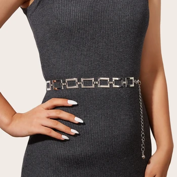 Новая модная универсальная металлическая квадратная поясная цепочка, украшающая талию, Длинное платье-рубашка, брюки-футболка с ювелирной цепочкой
