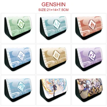 Аниме-игра Genshin Impact Сумка для ручек, канцелярские принадлежности, холст, Обновить сумки для карандашей большой емкости, чехол для письма