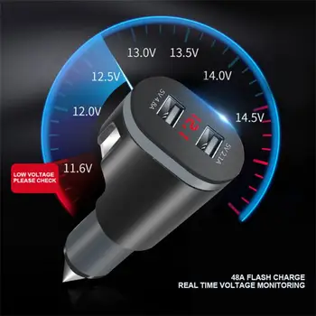 Прикуриватель 4.8a 3 В 1 с двойным USB многофункциональным цифровым дисплеем для автомобильных аксессуаров Автомобильное зарядное устройство