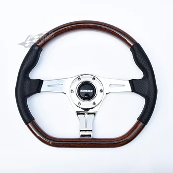 14-дюймовое деревянное рулевое колесо в стиле Ретро, хромированная рама, Спортивное гоночное колесо