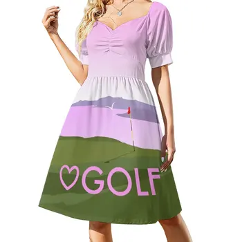 I love heart golf, розовое платье без рукавов, женское летнее платье 2023, повседневные платья, женское вечернее платье 2023
