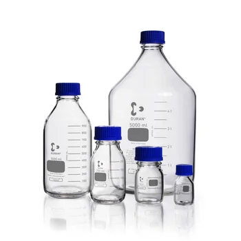 Многоцелевое лабораторное стекло Duran/Schott, бутылка для реагентов с синей крышкой, Боросиликатное стекло с высокой химической стойкостью 3.3, Прочное, долговечное